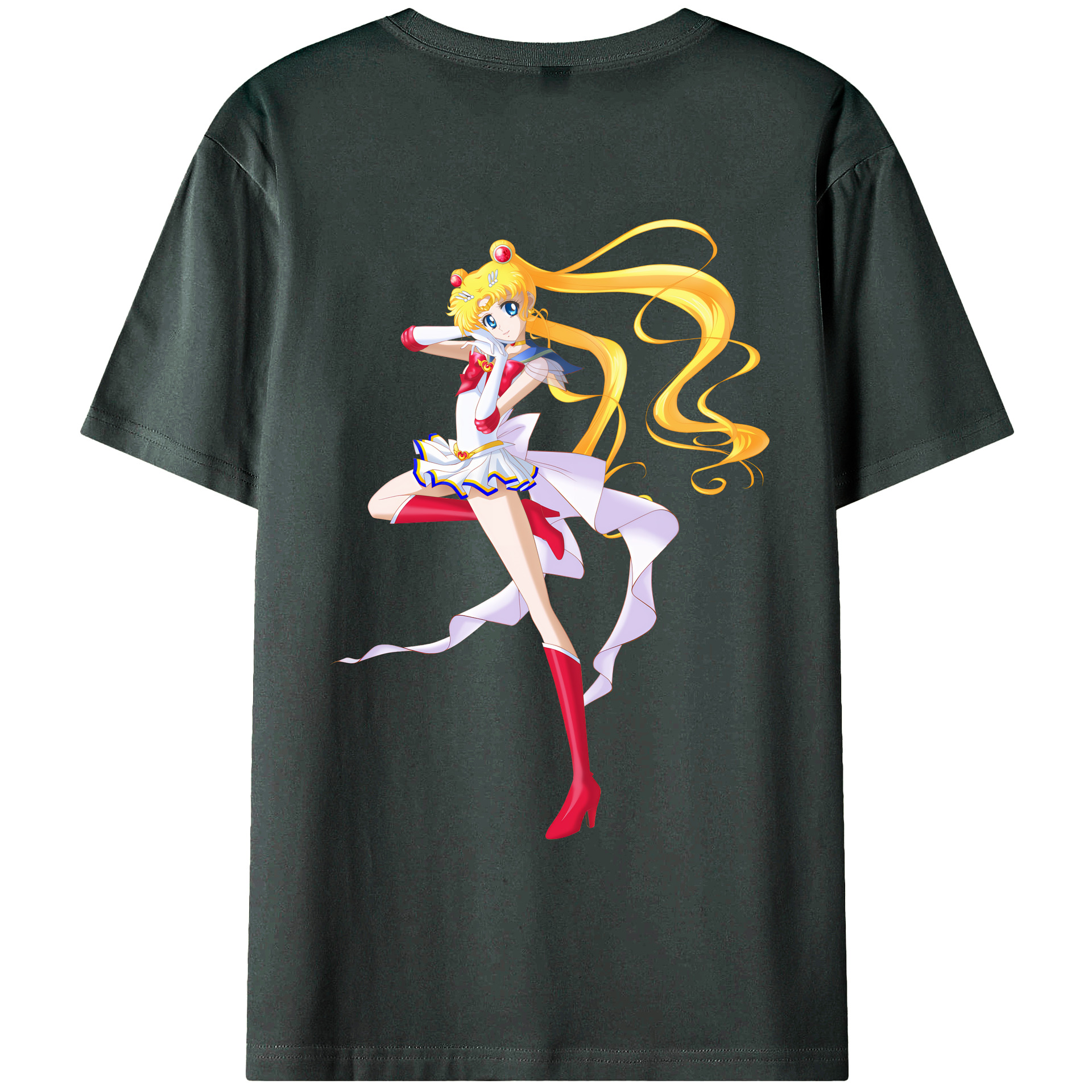 （画像用） 美少女戦士セーラームーン 月野 うさぎ つきの うさぎ Sailor Moon Tsukino Usagi 綿100％ メンズ半袖Tシャツ（バックプリント） 通気性
